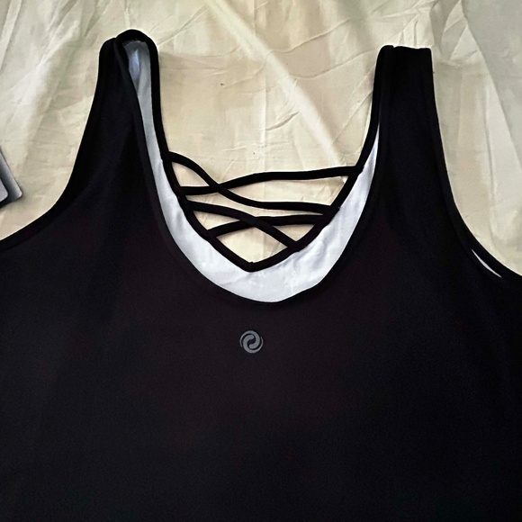 TANK TOP, SLIMMING SIDES, BLACK (With Blue, White, Green), SIZE 4X, LACE ACCENTS - Picture 10 of 10